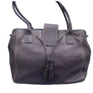 Lands’ End brown pebbled leather satchel.